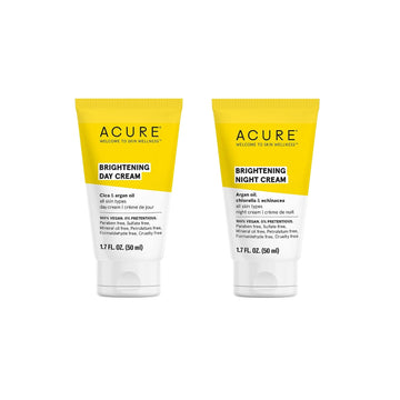 ACURE Brightening Day & Night Cream Duo Pack - 100% Vegan - Moisturizes & Brightens All Skin Types - 1.70  . Each