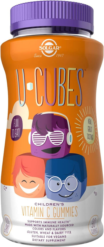 Solgar U-Cubes Children's Vitamin C - 90 Gummies - Great-Tasting avor for Kids Ages 2 & Up - Non-GMO, Vegan, Gluten Free - 45 Servings