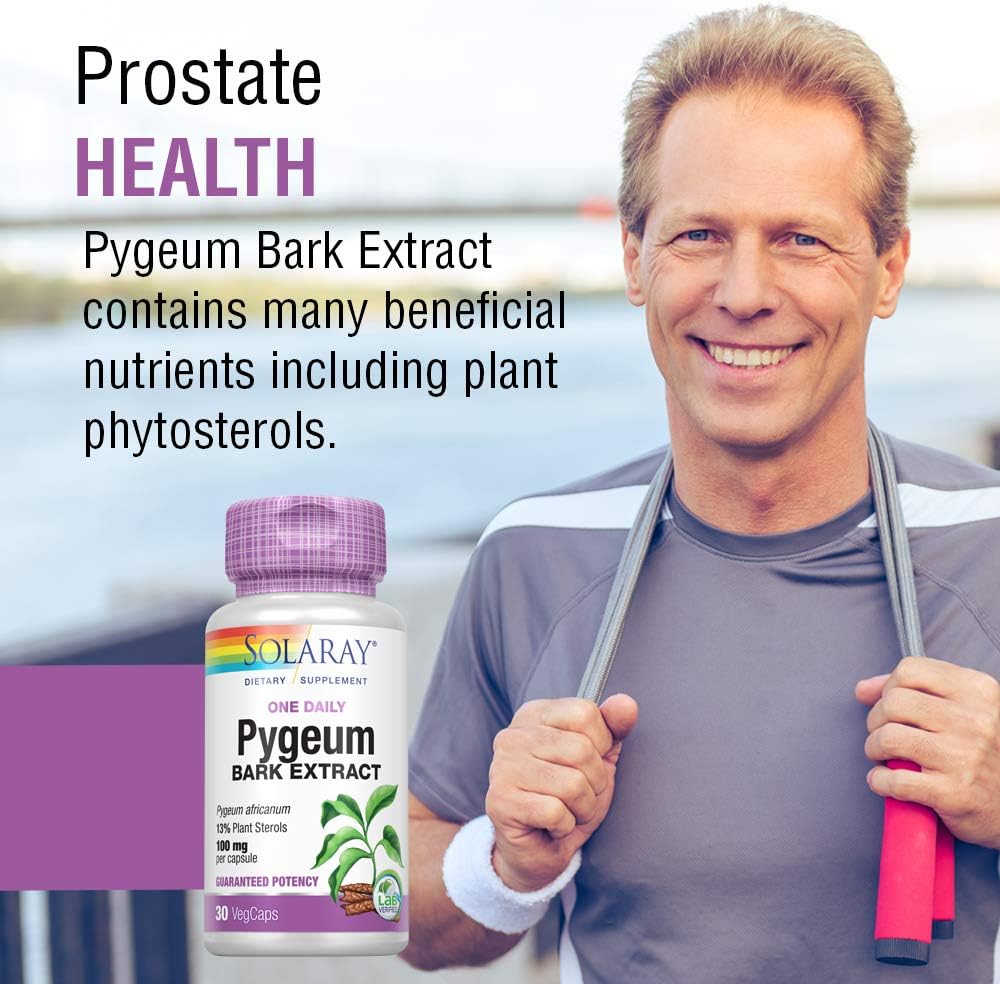 SOLARAY Pygeum Bark Extract, One Daily Pygeum 100mg, Pygeum Extract fo