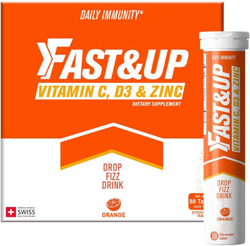 FAST&UP Vitamin C, Vitamin D & Zinc - Complete Immunity Booster - Saver Multipack - 80 Effervescent Tablets (4 X 20) - O