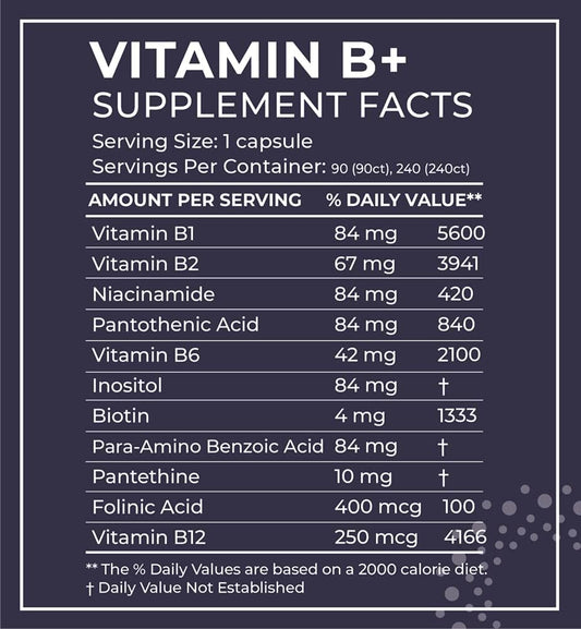 BodyBio - Vitamin B Complex including B1, B2, B3, B5, B6, Methyl B12,