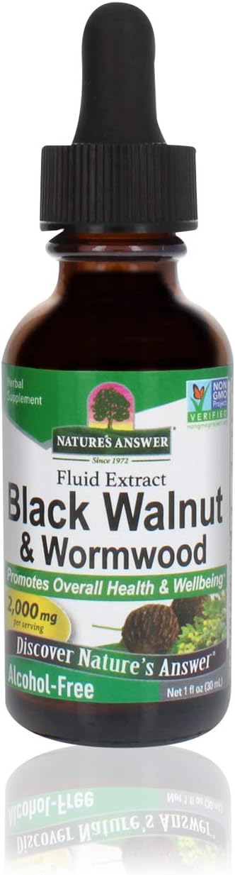 Natures Answer Black Walnut And Wormwood 1 Oz 30Ml 200Mg. Extract, Liquid,Promotes Digestion,Vegetable Glycerin And Puri