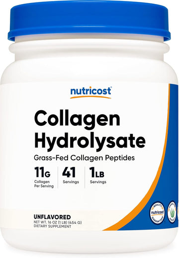 Nutricost Grass-Fed Collagen Powder 1 (454 G) - Bovine Collagen Hydrolysate (Unavored) - Collagen Peptides