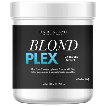 Hair Bar NYC Blond Bond Plex Extreme Lifting 10X Levels - Black/Charcoal Dust Free Lightener with Hydrolized Keratin & Bond, Hair Bleach Powder Cool-Toned & Bright Finish - Made in Italy 500g / 17.63