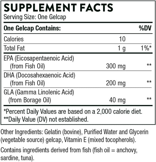 Thorne Omega Plus - an Essential Fatty Acid Supplement with Omega-3 and Omega-6 - EPA, DHA, and GLA - 90 Gelcaps