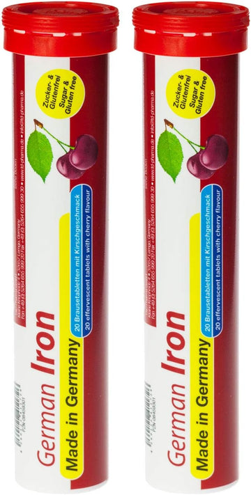 Iron 14 mg - 2 x 20 effervescent Tablets - Cherry Flavor - T&D Pharma 230 Grams