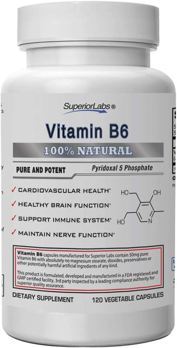 Superior Labs  Best Vitamin B6 Dietary Supplement  50 Mg Dosage,120
