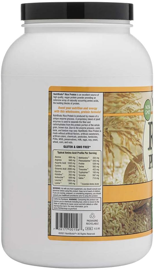 NutriBiotic – Vanilla Rice Protein, 3  (1.36kg) | Low Carb, Keto-Friendly, Vegan, Raw Protein Powder | Grown & Processed without Chemicals, GMOs or Gluten | Easy to Digest & Nutrient Rich