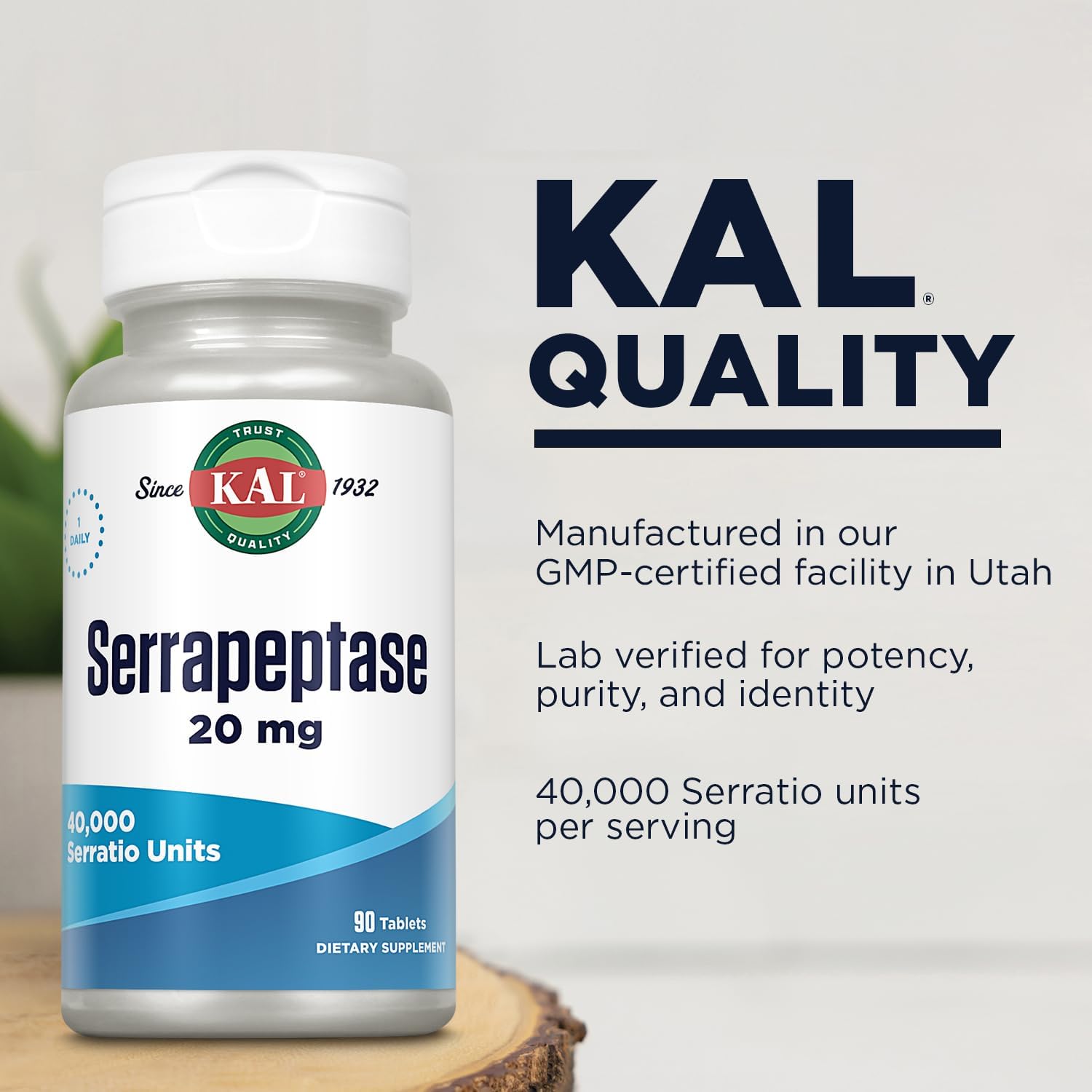 KAL Serrapeptase 20 mg - Proteolytic Digestive Enzymes for Digestive H