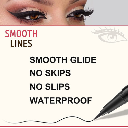 Eyebrow Pencil and Eyeliner Makeup Kit, Makeup Brow Kit with Waterproof Soft Brown Brow Pencil, Black Liquid Eyeliner, with Hiar Clips