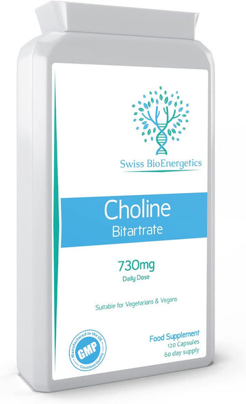 Choline Bitartrate 730mg Daily dose, 120 Choline Vegan Capsules

113 Grams