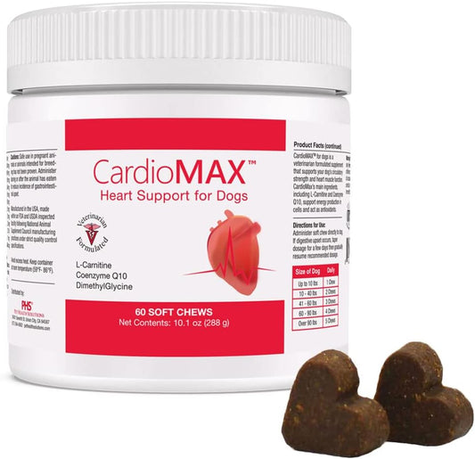 CardioMAX Heart Support Supplement for Dogs - L-Taurine, L-Carnitine, EPA and DHA, Coenzyme Q10 - Aids Circulatory Stren
