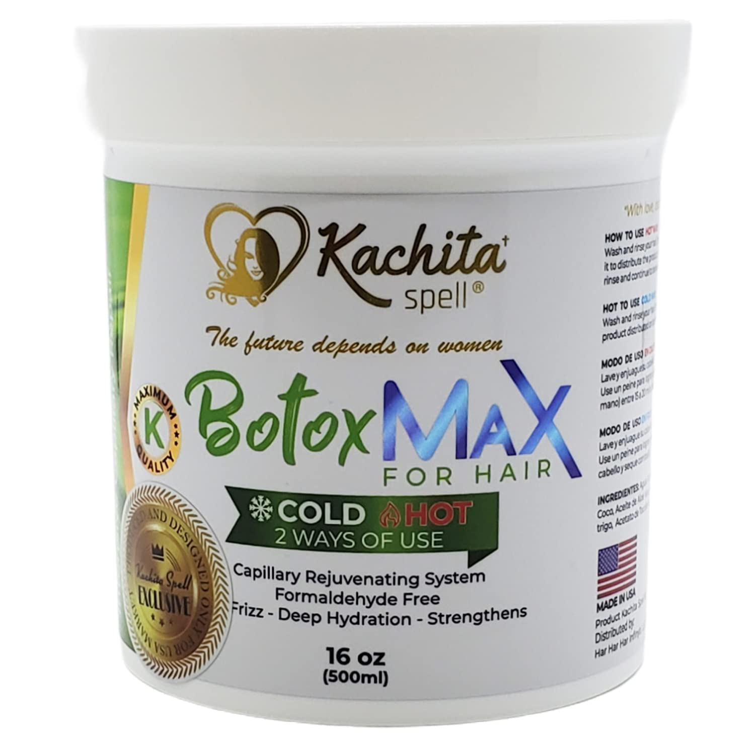 Hair Treatment 16 Botox for Hair Kachita Spell Capillary Rejuvenate dry/damaged hair, reduce frizz, deep hydration, volume control, smoothness, Deep-Conditioning Formaldehyde-free BotoxMax