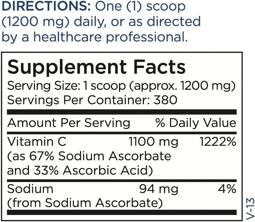 Metabolic Maintenance Pure Vitamin C Powder - 1100 mg Premium Ascorbic