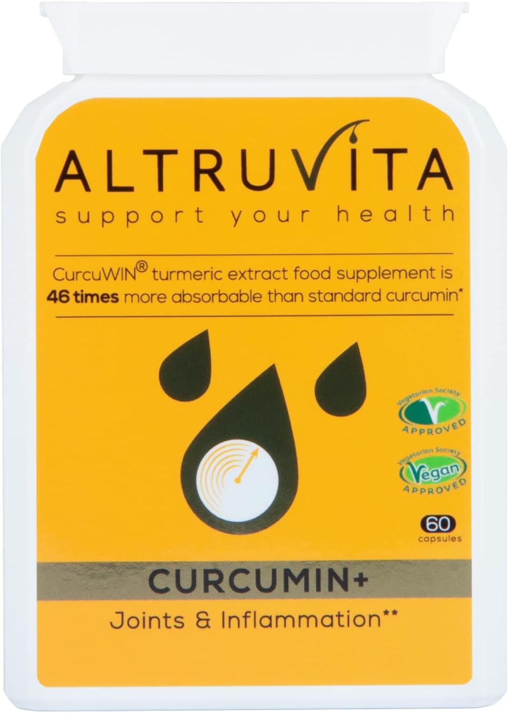 Altruvita Curcumin+ | 500mg | 60 Days Supply | 46 x more absorbable | 43 Grams