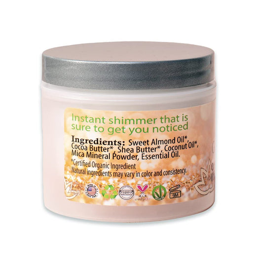 GLIMMER GODDESS Organic Whipped Body Butter - Subtle Level 1 Rose Gold Shimmer, 4.0