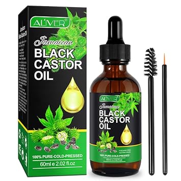 ALIVER Jamaican Black Castor Oil, Castor Oil Organic Cold Pressed Unrefined, Castor Oil for Hair Growth, Organic Castor