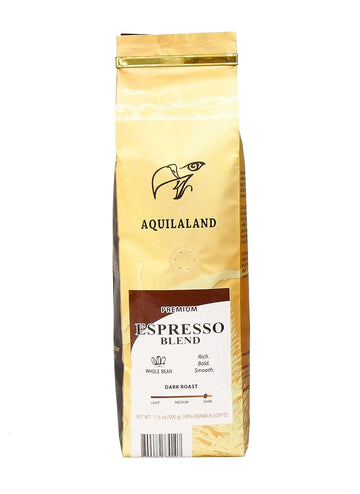 Aquilaland Premium Espresso, Dark Roast, 100% Arabica, (Whole Bean Coffee)