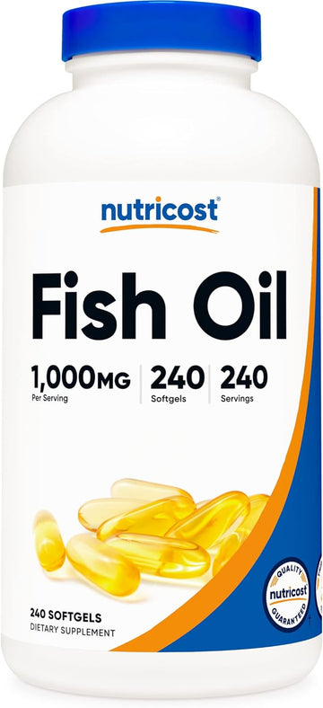 Nutricost Fish Oil Omega 3 Softgels with EPA & DHA (1000mg of Fish Oil, 560mg of Omega-3), 240 Softgels, Non-GMO, Gluten Free