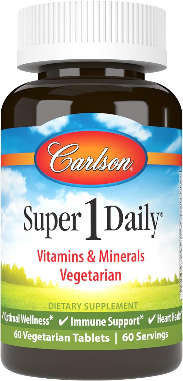 Carlson - Super 1 Daily, Vegetarian Multiple Formula, Multivitamin, Optimal Wellness, 60 Tablets