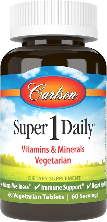 Carlson - Super 1 Daily, Vegetarian Multiple Formula, Multivitamin, Optimal Wellness, 60 Tablets