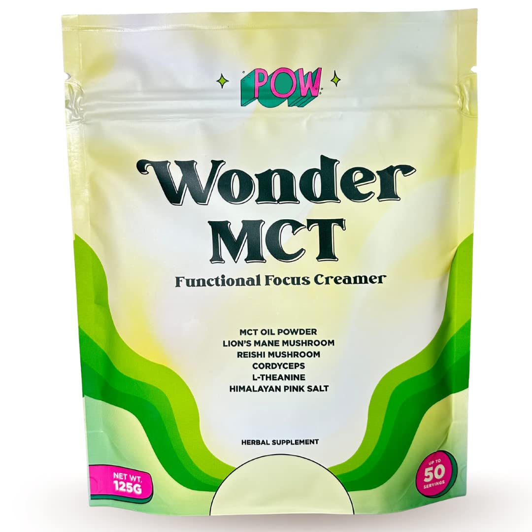 Wonder MCT | Mushroom MCT Coffee Creamer, Organic MCT Oil, Lion's Mane Mushroom, Reishi, Cordyceps, L-Theanine, Pink Sea Salt