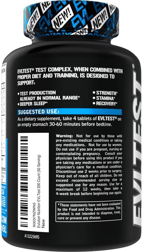  EVL Testosterone Booster for Men - Post Workout Recovery Te