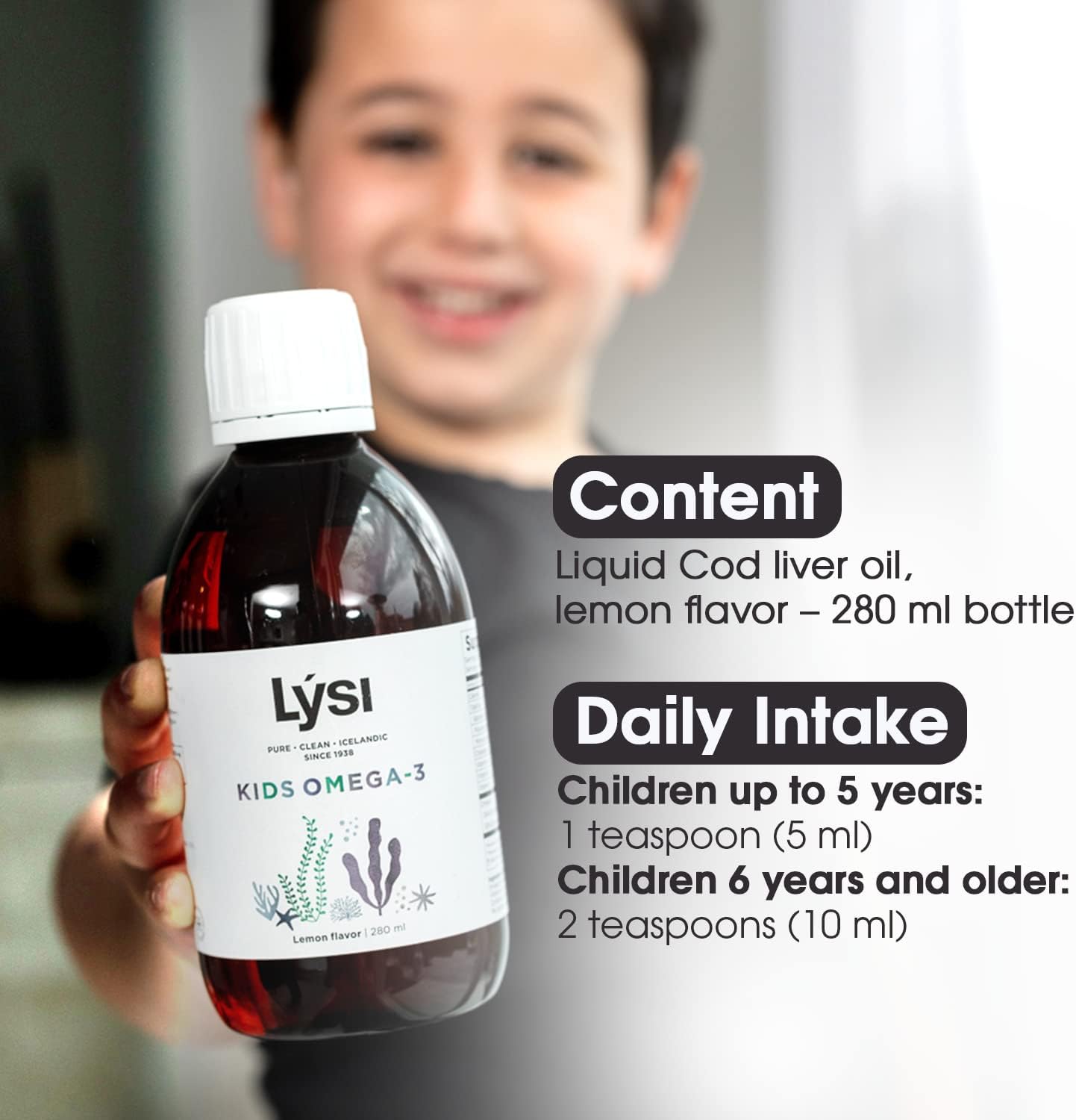  LYSI Omega 3 for Kids with EPA & DHA- Lemon Flavor | 1200mg