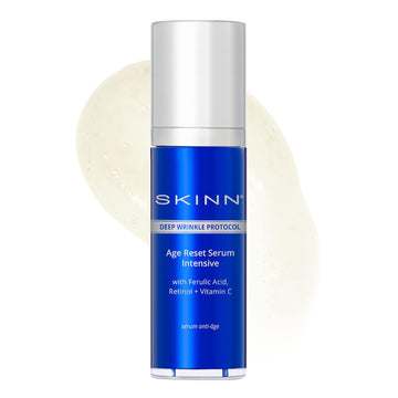 SKINN Deep Wrinkle Facial Serum, Intensive Age Reset Serum - Anti Wrinkle Repair Face Serum - Hydrating & Plumping Anti Aging Serum Reduces Fine Lines - Ferulic Acid, Retinol, Vitamin C & NAD