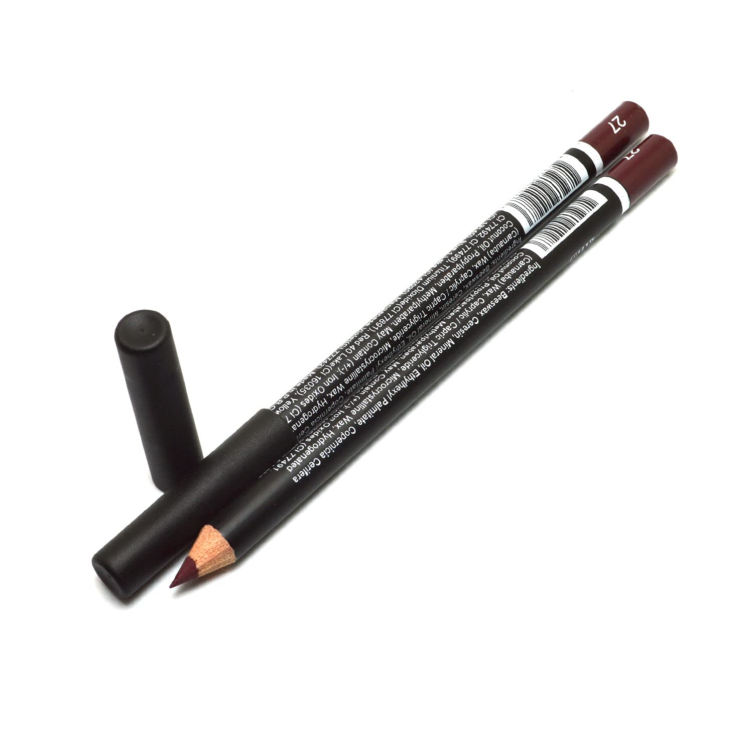 She Makeup 2pcs x WP27 BURGUNDY WaterProof Eye & Lip Liner Pencil Eyeliner Lipliner 0.04  / 1.2g + Zipper Bag