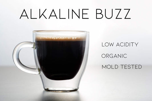 Alkaline Buzz - Brain Enhancing Ground Espresso Roast - 100% Organic Low Acid Coffee - Heightens Mental Acuity, Improves Memory & Focus - Impossibly Delicious!