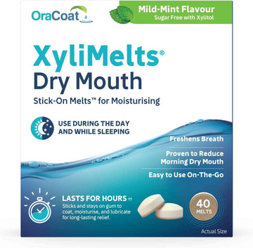 OraCoat XyliMelts Mild Mint for Dry Mouth, 40-Count, 7-40-UK