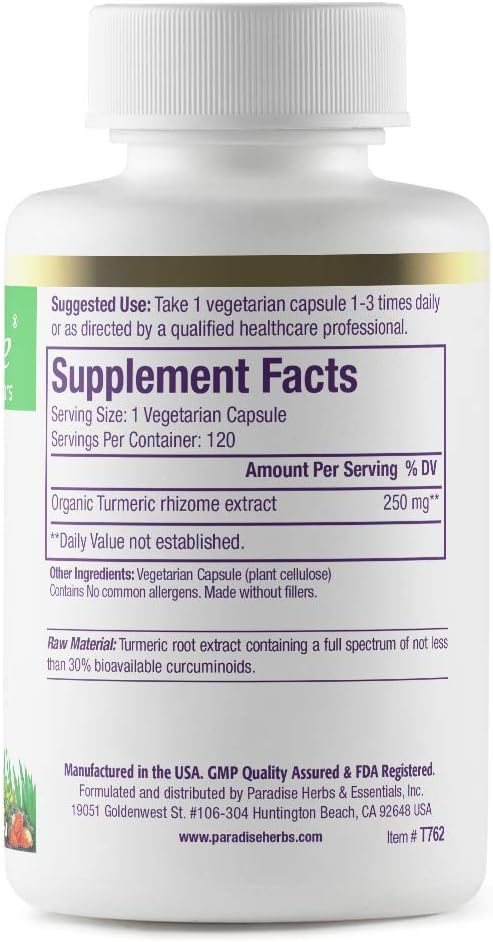 Paradise Organic Turmeric Rhizome Extract, Active Whole Spectrum Extra