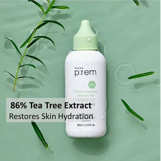 make prem Comfort me Tea Tree Calming Essence, Korean tea tree serum effective for soothing care, 86% tea tree extract calming your skin instantly, 5 layered hyaluronic acid hydrates the skin, 80, 2.70 .