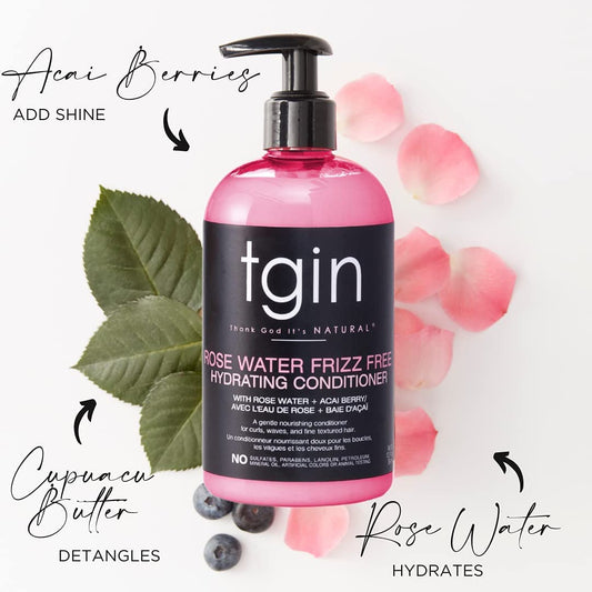 tgin Rose Water Frizz-Free Hydrating Conditioner for Curls - Waves - Great for low porosity hair - Fine hair 13