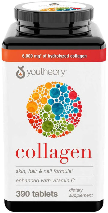 Youtheory Collagen Advanced Formula,Skin, Hair and Nails Enhanced with Vitamin C,6 Grams Collagen Type 1, 2 & 3 with 18 Amino Acids
