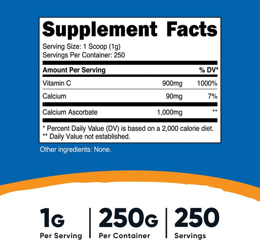 Nutricost Calcium Ascorbate Powder (Vitamin C and Calcium Complex), 25