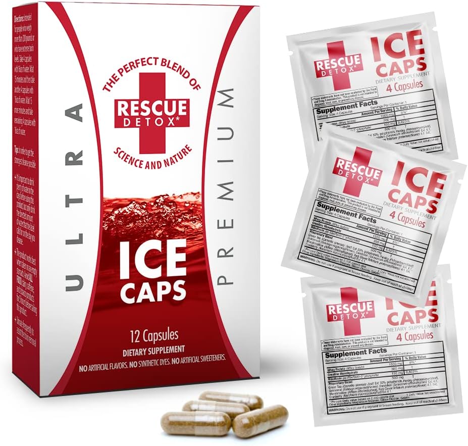 Rescue Detox - Ice Caps - 12Ct | Concentrated Cleansing Capsules - Wor