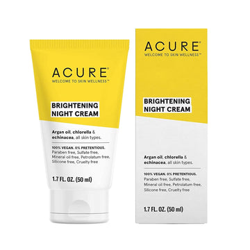 ACURE Brightening Night Cream | 100% Vegan | For A Brighter Appearance | Argan Oil, Chlorella & Echinacea - Moisturizes, Protects & Hydrates | All Skin Types | 1.7