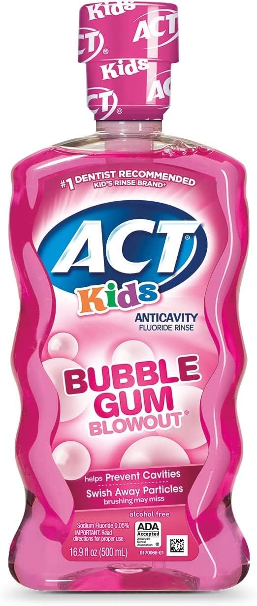 ACT Kids Anticavity uoride Mouthwash, Bubble Gum Blow Out 16.9