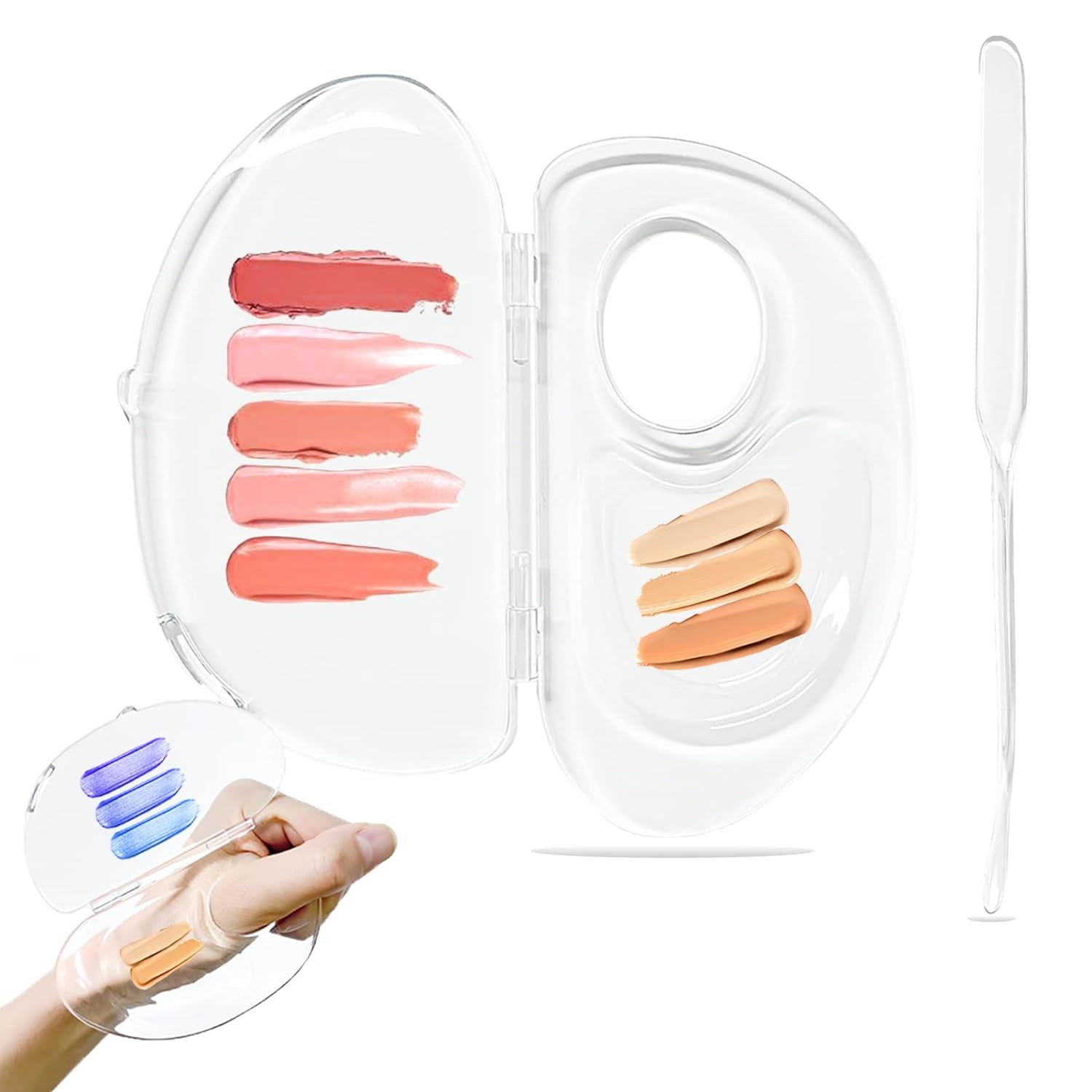Banugo Makeup Mixing Palette, Acrylic Cosmetic Palette and Spatula, Upgraded Foundation Palette, Foundation Mixing Tray for Makeup Artist and Beginner