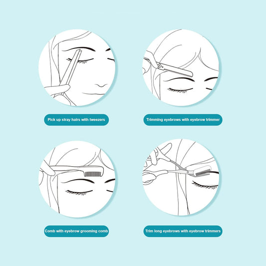 Professional Eyebrow Kit,5 in 1 Eyebrow Trimming Kit - Eyebrow Tweezer Kit Including Brow Trimmer, Brush, Slant Tweezers