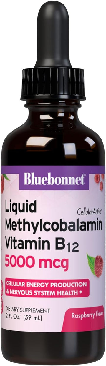 BlueBonnet Nutrition Liquid Cellular Active Methycobalamin, Raspberry,