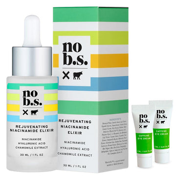 NO B.S. Rejuvenating Niacinamide Serum With Hyaluronic Acid and Chamomile Extract - Dark Spot Remover, Anti-Aging, Acne, Hyperpigmentation Treatment Serum (1 ), Includes Two Caffeine Eye Cream Deluxe Minis