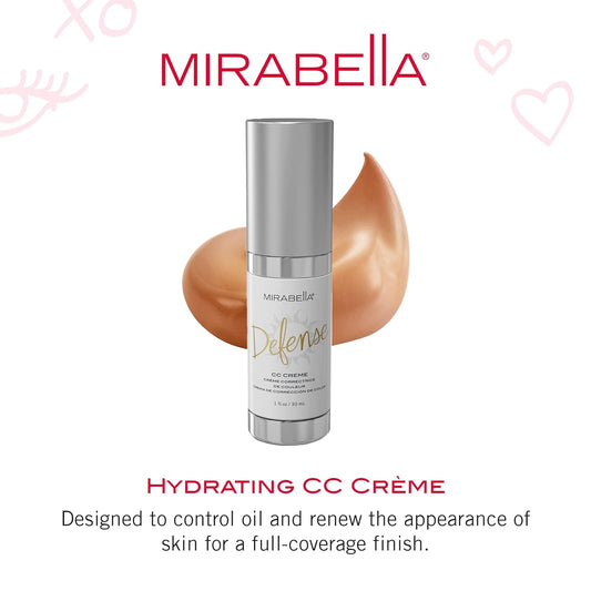 Mirabella CC Cream, Medium - Hydrating Soothing Full Coverage CC Cream with SPF 20 & Oil Control - Includes Vitamin E, Squalane, and Avocado Oil to Moisturize - For All Skin Types