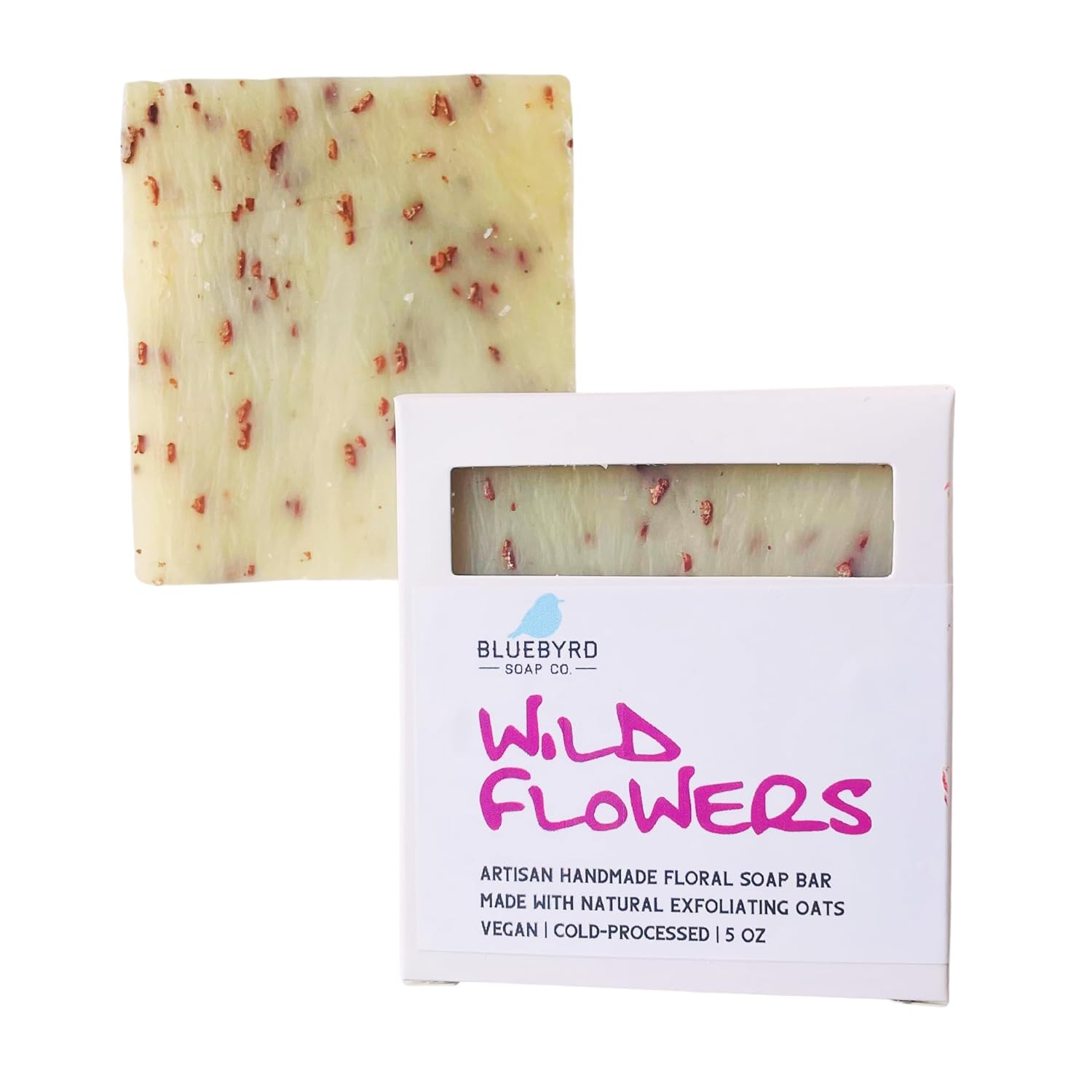 BLUEBYRD Soap Co. Wildowers Soap Bar for Women | Handmade Bath Soaps Made with Exfoliating Oatmeal | Womens Exfoliate Oatmeal Soap Scrubber Bar For Shaving Exfoliation & Silky Soft Skin (WILDOWER)