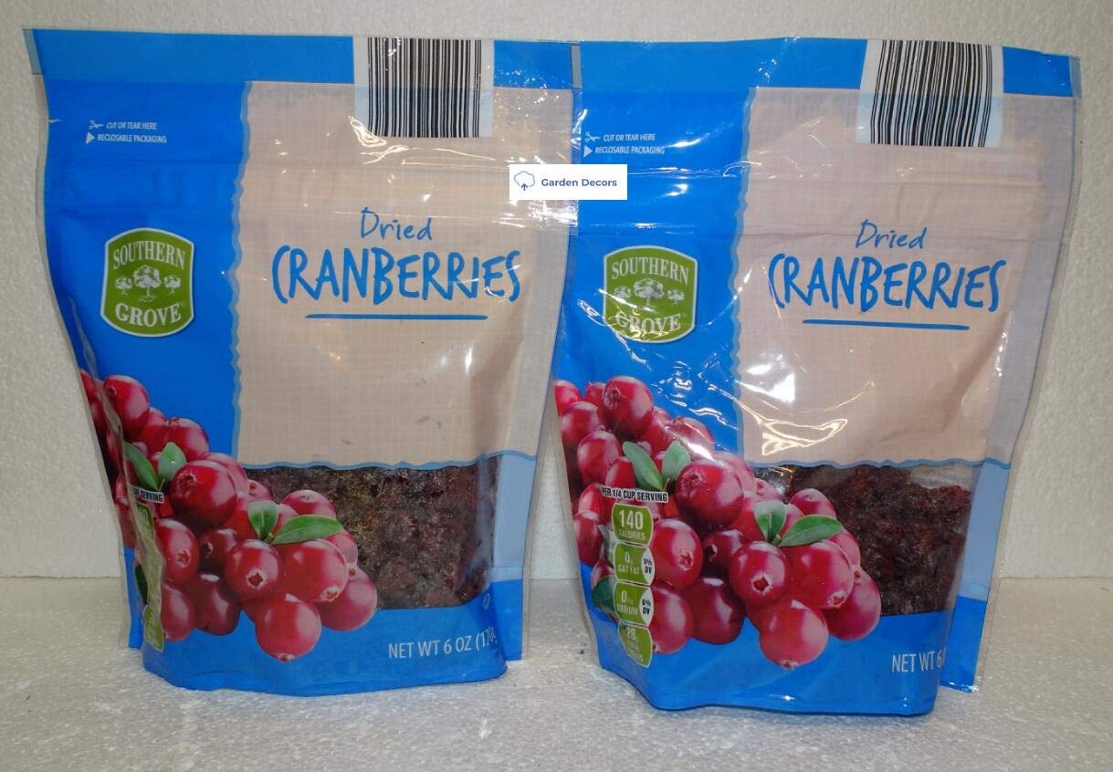 Southern Grove Dried Cranberries 6oz 170g Recloseable Bag (Pack of Two)