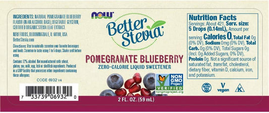 NOW Foods BetterStevia Pomegranate Berry Zero-Calorie Liquid Sweetener, Keto Friendly, Suitable for Diabetics, No Erythr