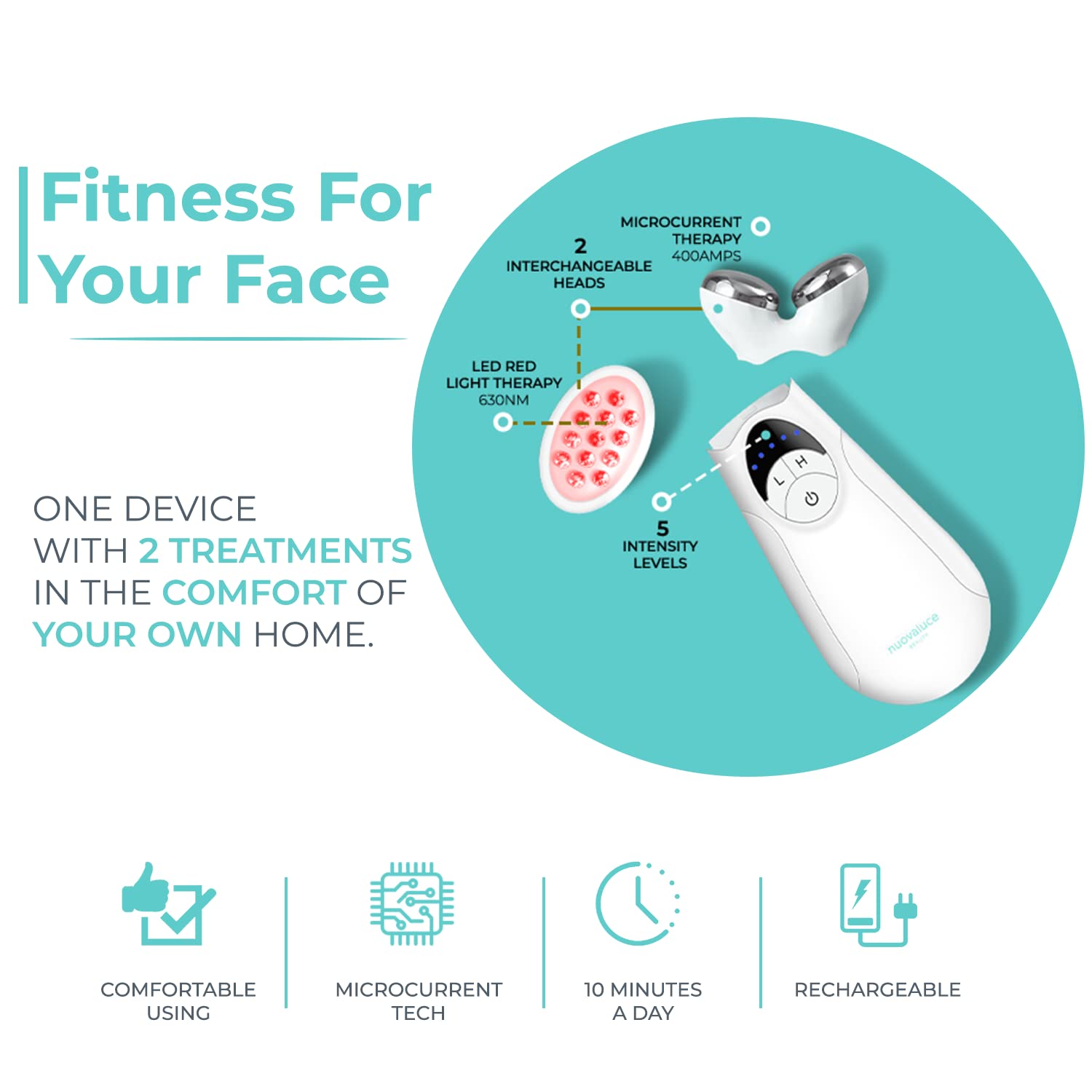 Nuovaluce Beauty 2 in 1 Anti-Aging LED Light Therapy & Micro