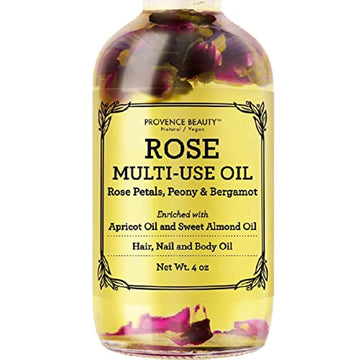 Rose Multi-Use Oil for Face, Body and Hair - Organic Blend of Apricot, Vitamin E and Sweet Almond Oil Moisturizer for Dr